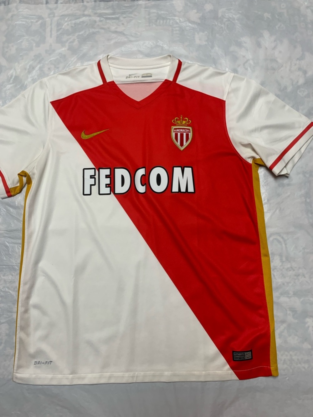 Nike Monaco Fedcom 2015 Soccer Jersey Red White Size XL